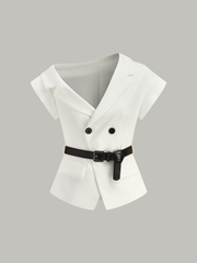 Asymmetrical Belted Blazer Top