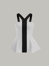 Striped Peplum Top with Contrast Straps