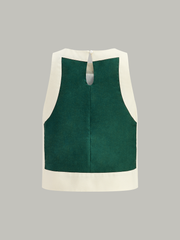 Contrast Trim Crop Top and Wide-Leg Pants Set