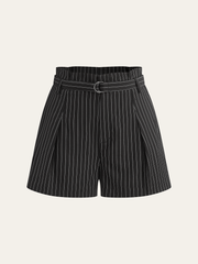 Belted Striped Shorts