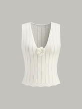 Sleeveless Sweater Vest With Flower Decoration