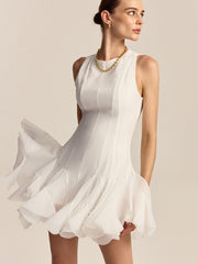 Semi-Sheer Ruffled Hem Mini Dress