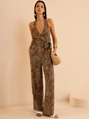Paisley Print Halter Top and Pants Set