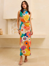 Floral Print Maxi Dress with Tie Back