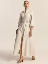 Belted Button Front Maxi Dress