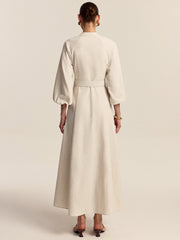 Belted Button Front Maxi Dress