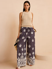 Printed Wide-Leg Pants