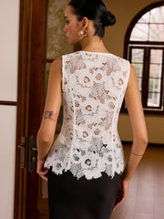Lace Color-Blocked Vest