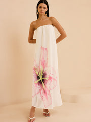 Strapless Floral Print Maxi Dress