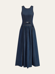 Denim Cut-Out Midi Dress