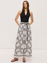 Geometric Print Belted Wide-Leg Pants