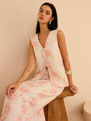 Floral Print Sleeveless Vest