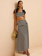 Striped Skirt Set with Bow Straps