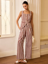 Striped Wide-Leg Mid-Waist Pants