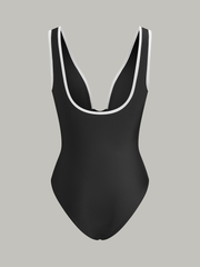 Deep V-Neck Ruched One-Piece Swimsuit