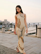 Mesh Halter Neck Backless Dress