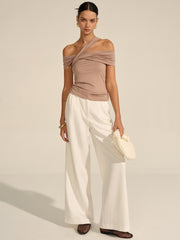 Asymmetrical Twist Off-Shoulder Top