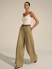 Belted Wide-Leg Pants
