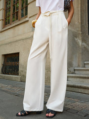 Belted Mid-Waisted Wide-Leg Pants