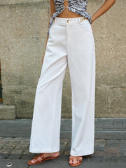 Metal Decor Wide-Leg Pants