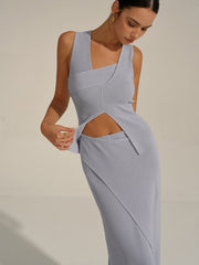 Asymmetrical Slit Knit Skirt Set