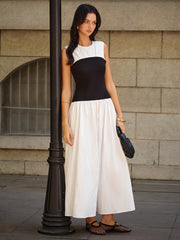 Sleeveless Color-Block Maxi Dress