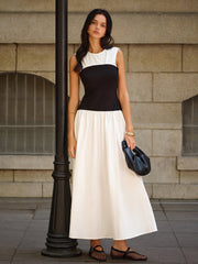 Sleeveless Color-Block Maxi Dress