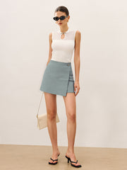 Striped Wrap Mini Skirt