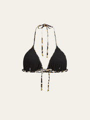 Leopard Print Triangle Bikini Top with Tie-Back