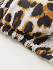 Leopard Print Triangle Bikini Top with Tie-Back