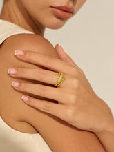 Gold Toned Stack Ring with Diamond-Like Details