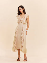 Semi-Sheer Ruffle Detail Dress