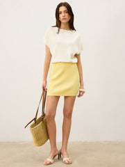 Solid Color Knit Mini Skirt