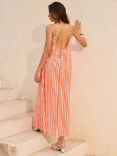 Striped Backless Maxi Dress