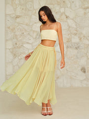 Drawstring Waist Maxi Skirt