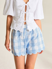 Gingham Scallop Hem Shorts