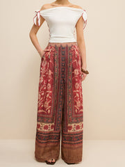 Boho Print Wide-Leg Pants