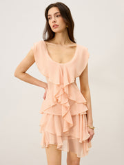 Semi-Sheer Ruffled Chiffon Mini Skirt