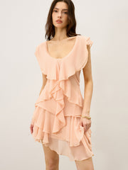Semi-Sheer Ruffled Chiffon Mini Skirt