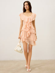 Semi-Sheer Ruffled Chiffon Blouse