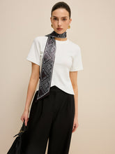 Irregular Hem T-Shirt with Silk Scarf