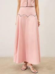 Contrast-Trim Maxi Skirt Set