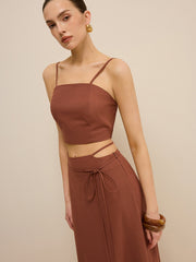 Cut-Out Waist Tie-Detail Skirt Set