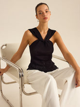 Pleated Knit Twist-Front Top