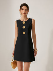 Metal Decor Sleeveless Mini Dress