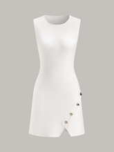 Sleeveless Slit Mini Dress with Metal Decor