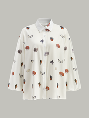 Belted Seashell Print Shorts Set