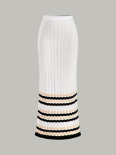 Striped Hem Knit Maxi Skirt