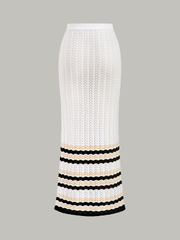 Striped Hem Knit Maxi Skirt