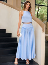 Linen & Cotton Ruffled Maxi Skirt Set